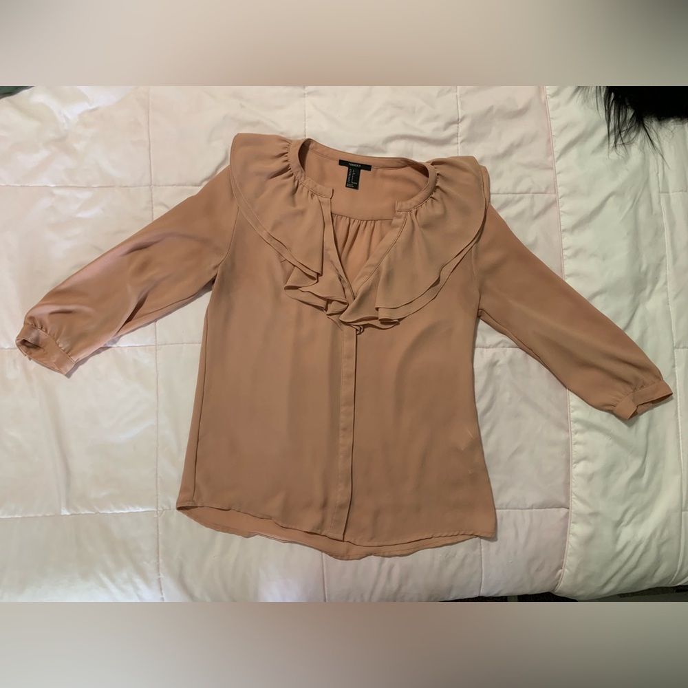 Forever 21 loose flowy front blouse khaki /brown color